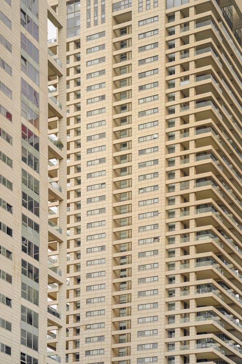 Window and balconies in the skyscraper building