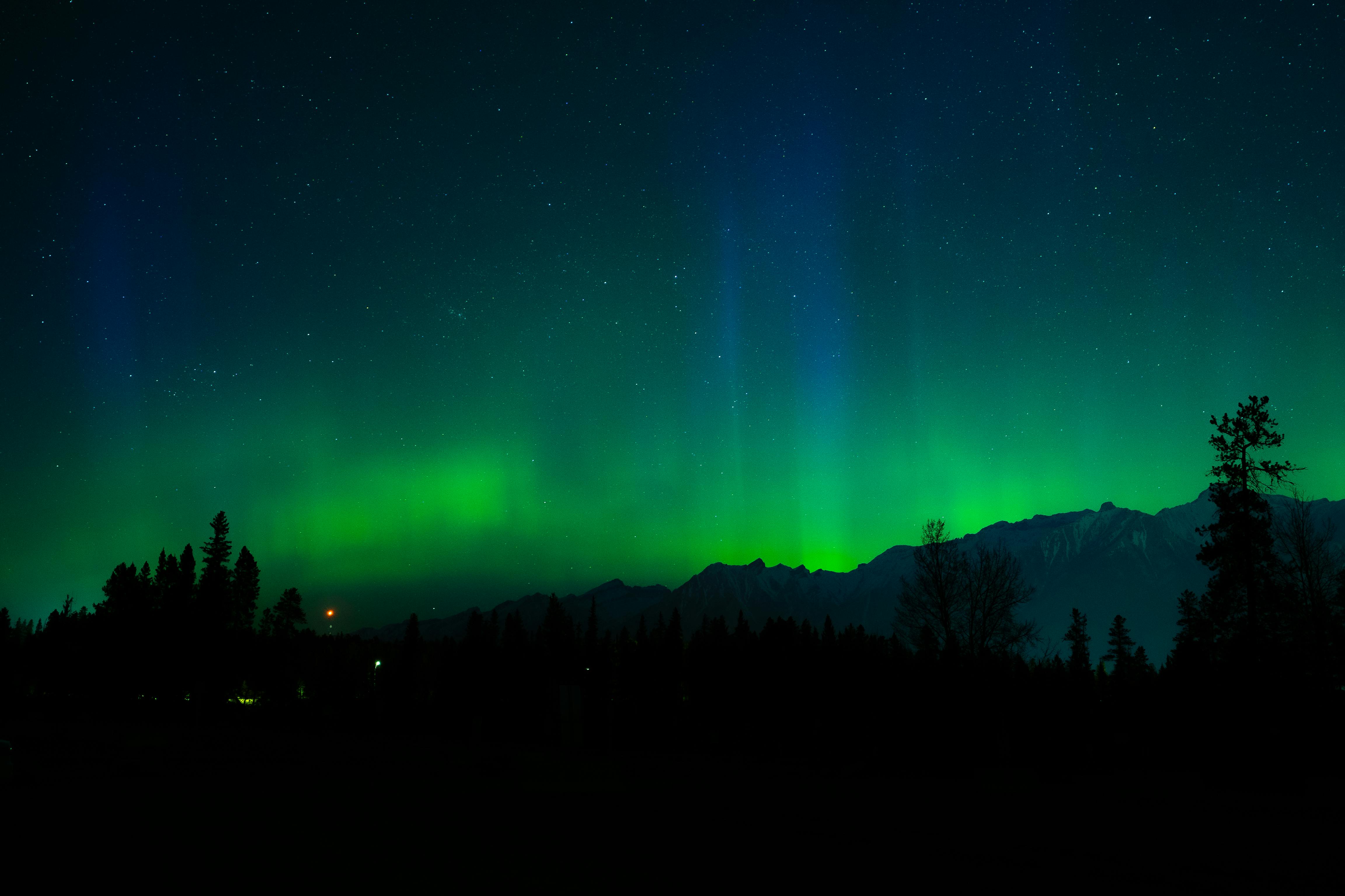 Mountainous Landscape with Northern Lights