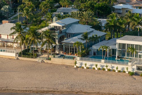 Aerial View of a Tropical Resort on the Beach