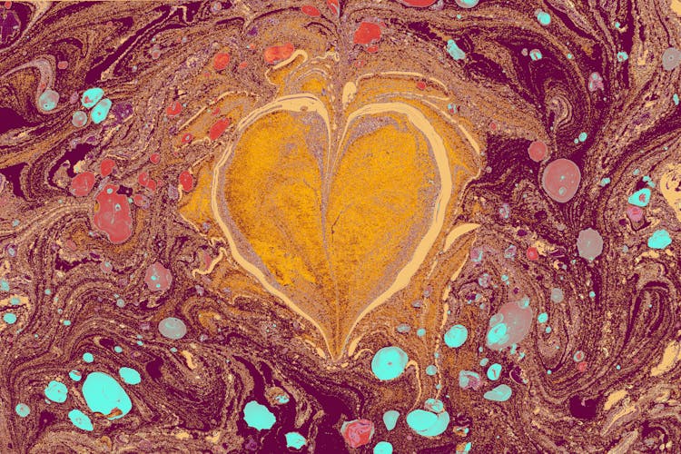 A Heart Shape In Fluid Art