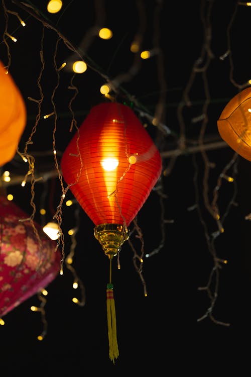 Close-up of Traditional Paper Lanterns 