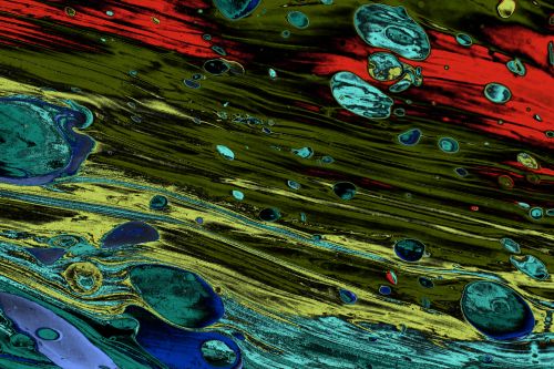 Free Colorful abstract fluid art with vibrant swirls and textures. Stock Photo