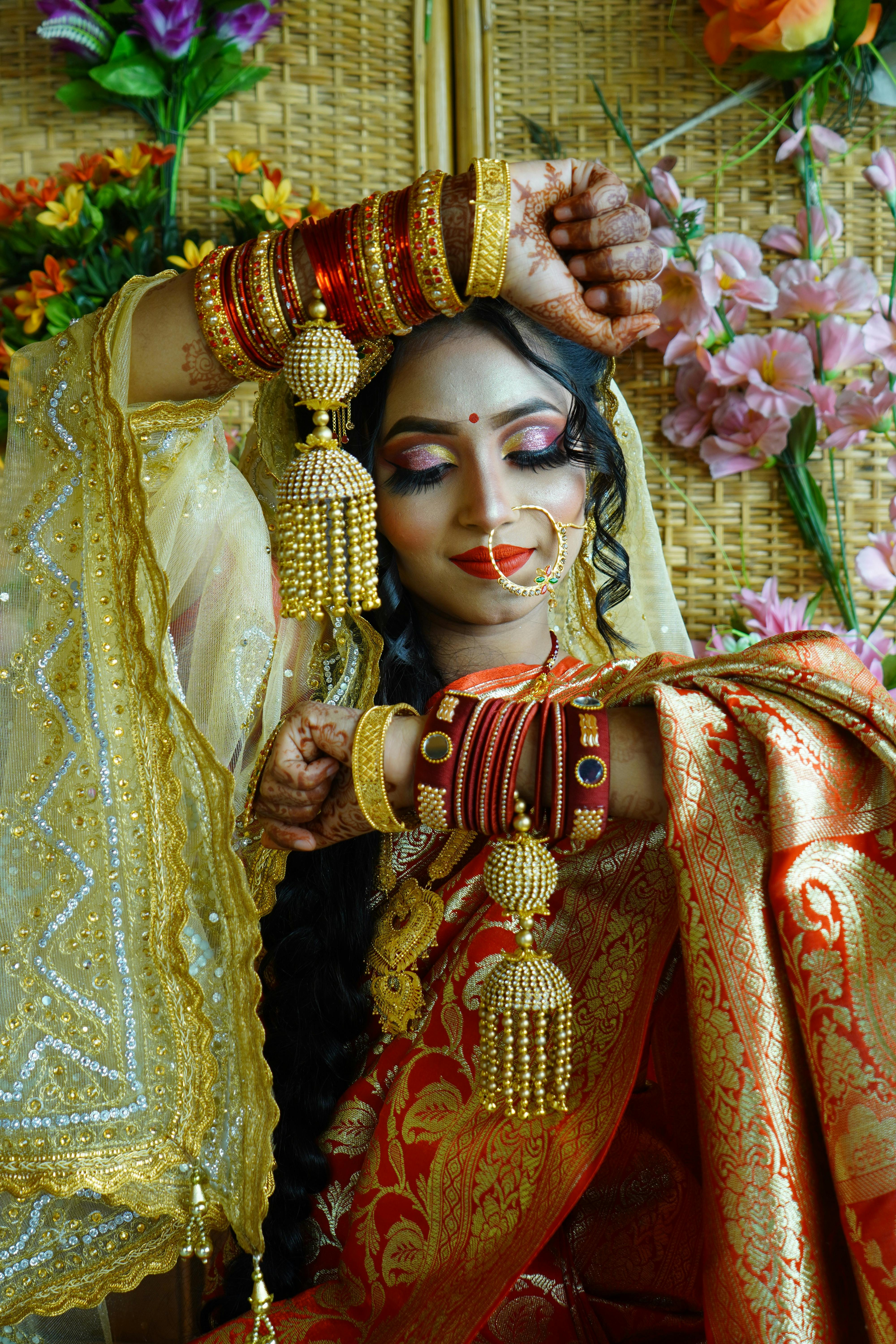 bride wearing traditional jewelry