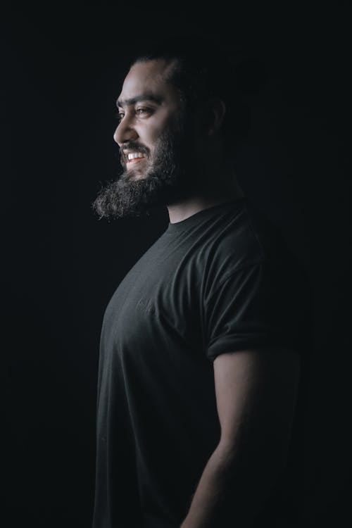 Man with Beard Posing in T-shirt