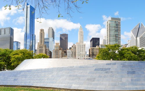 Downtown Chicago seen from the Millennium Park, Illinois, USA