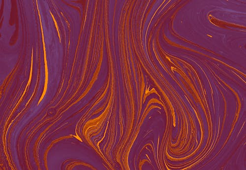 Close-up of an Abstract Painting in Shades of Purple and Orange 