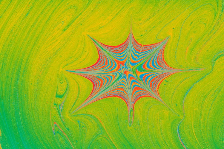 Red, Blue And Green Canvas Outlining A Spider Web