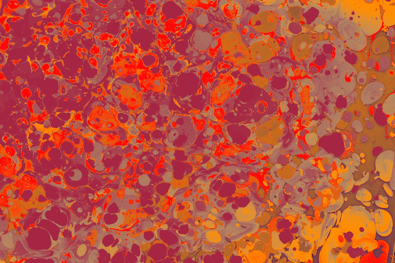 colorful marbled texture with orange and red abstract patterns
