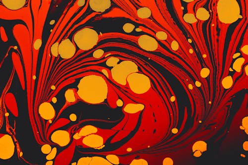 Yellow and Red Abstract Artwork 