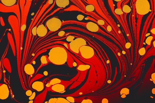 Dynamic abstract art with swirling red and yellow patterns creating a vibrant and energetic composition.