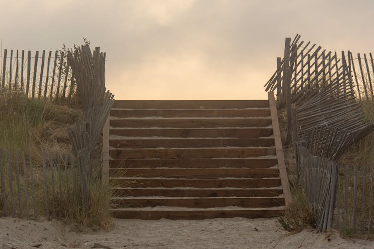 Wooden Steps On The Beach 