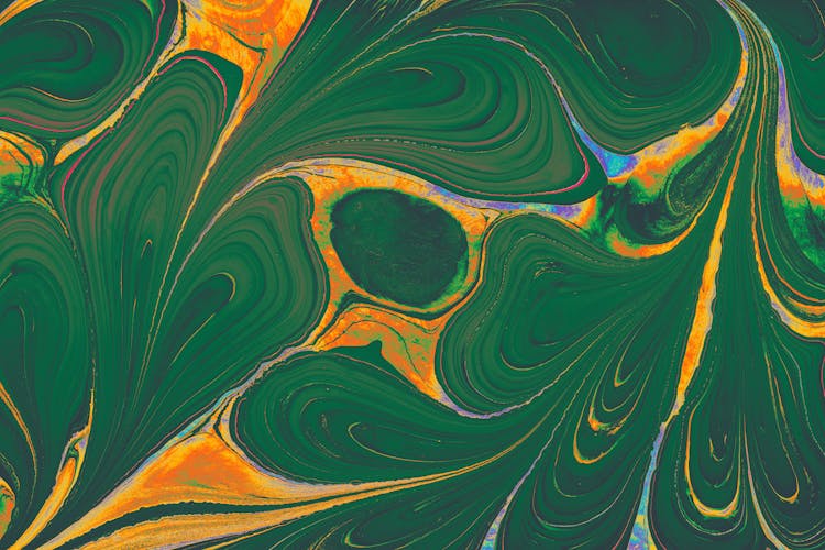 Abstract Green And Orange Drawing