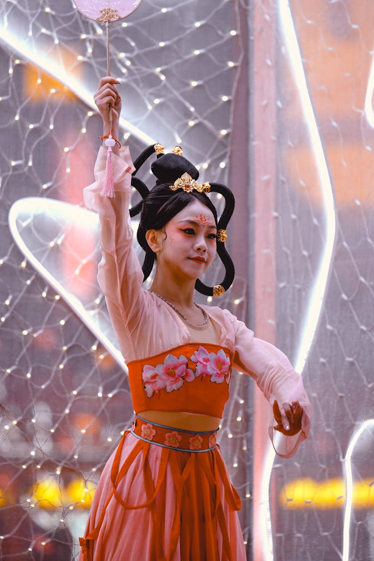 Brunette Woman In Traditional Dress