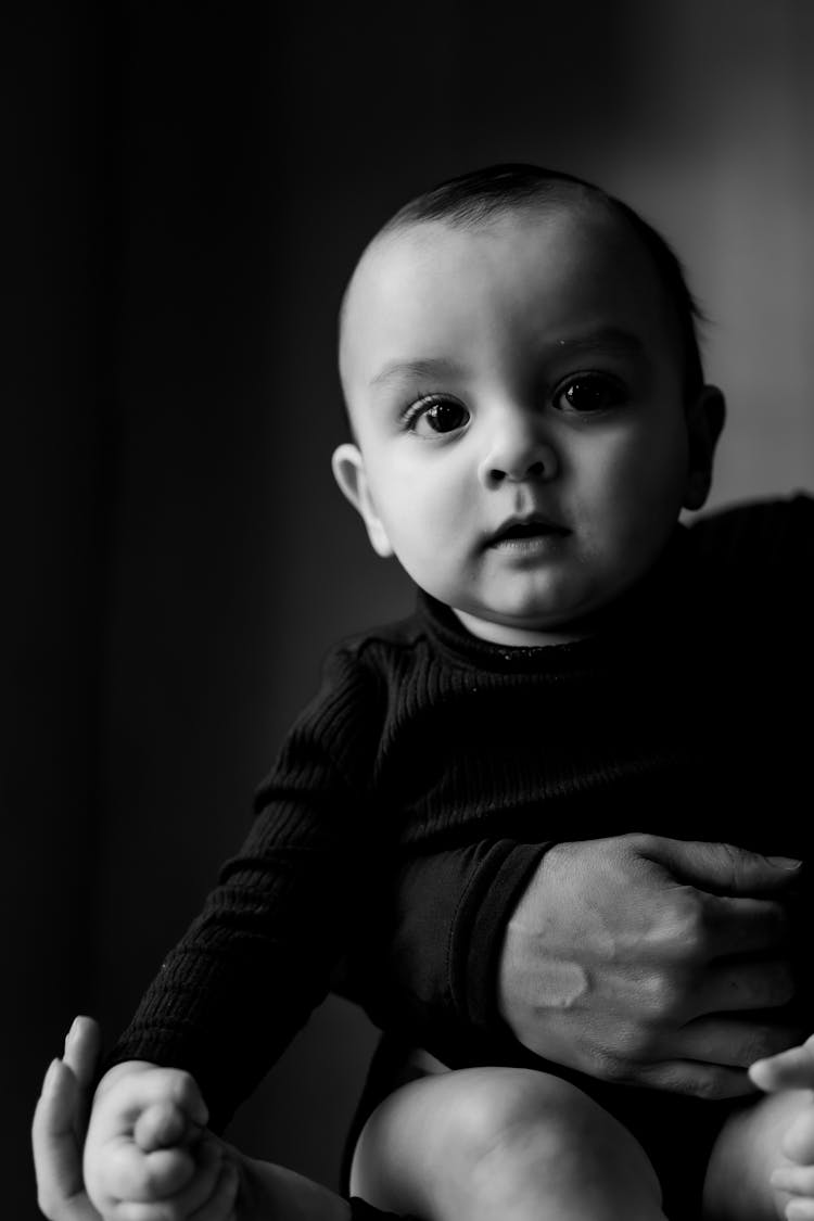 Cute Baby In Black And White