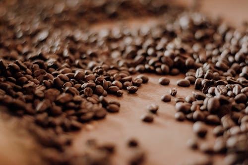 Close-up of Scattered Coffee Beans 
