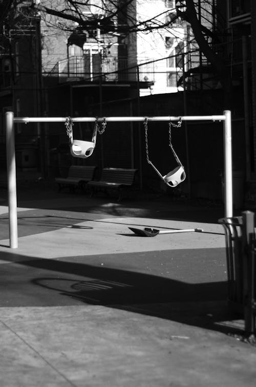 Empty Swings in Black and White