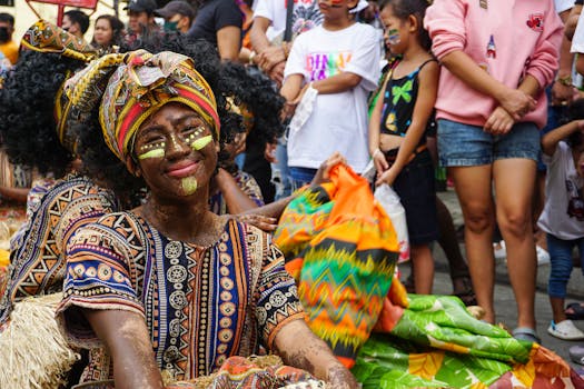 Vibrant image of the Ati-atihan Festival in Iloilo City showcasing traditional costumes and joyous celebrations.