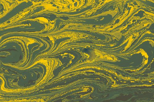 Free A striking abstract pattern with vivid yellow swirls on a green background, ideal for creative design projects. Stock Photo