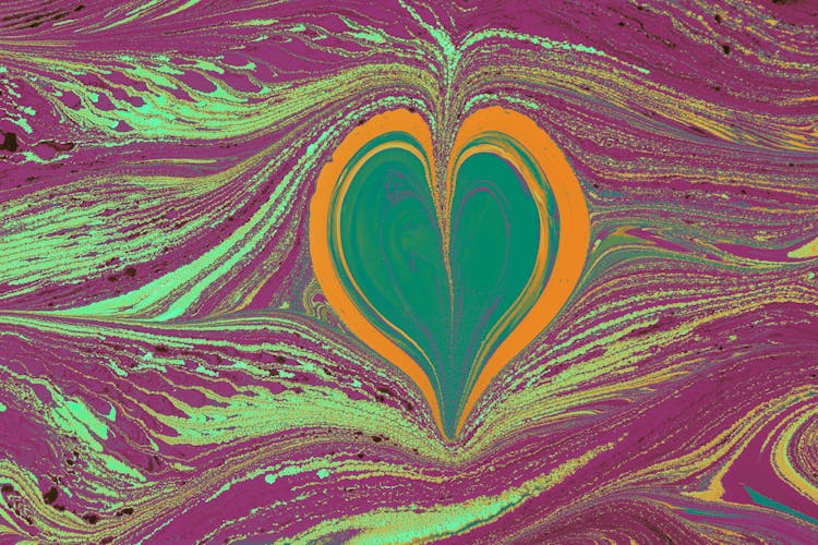 Marbling Paint In Shape Of Heart