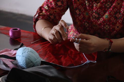 Close-up of Woman Knitting 