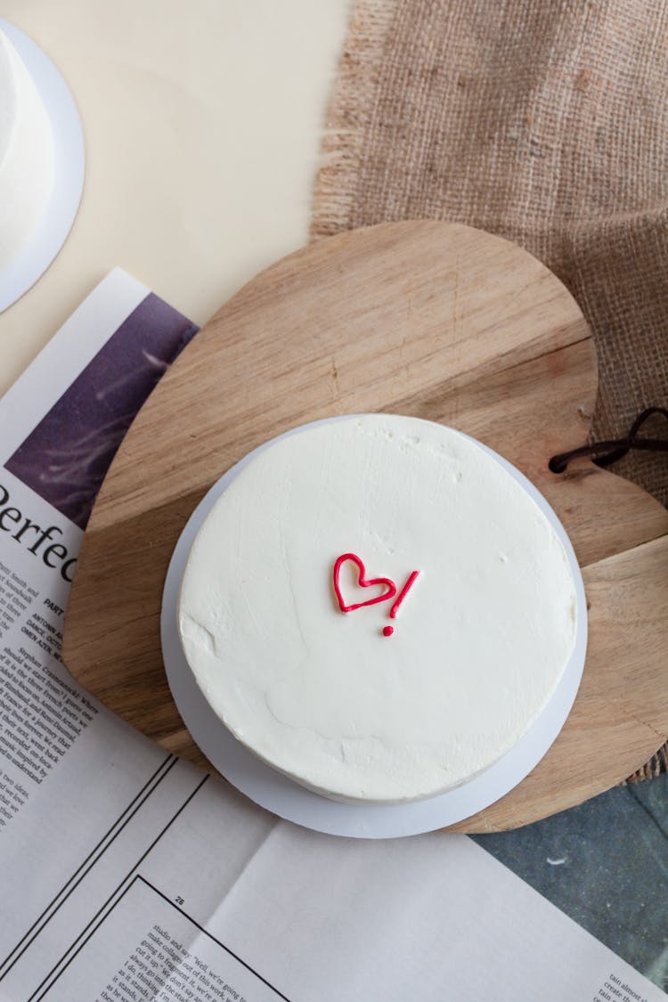 Cake Decorated With Heart And Exclamation Mark