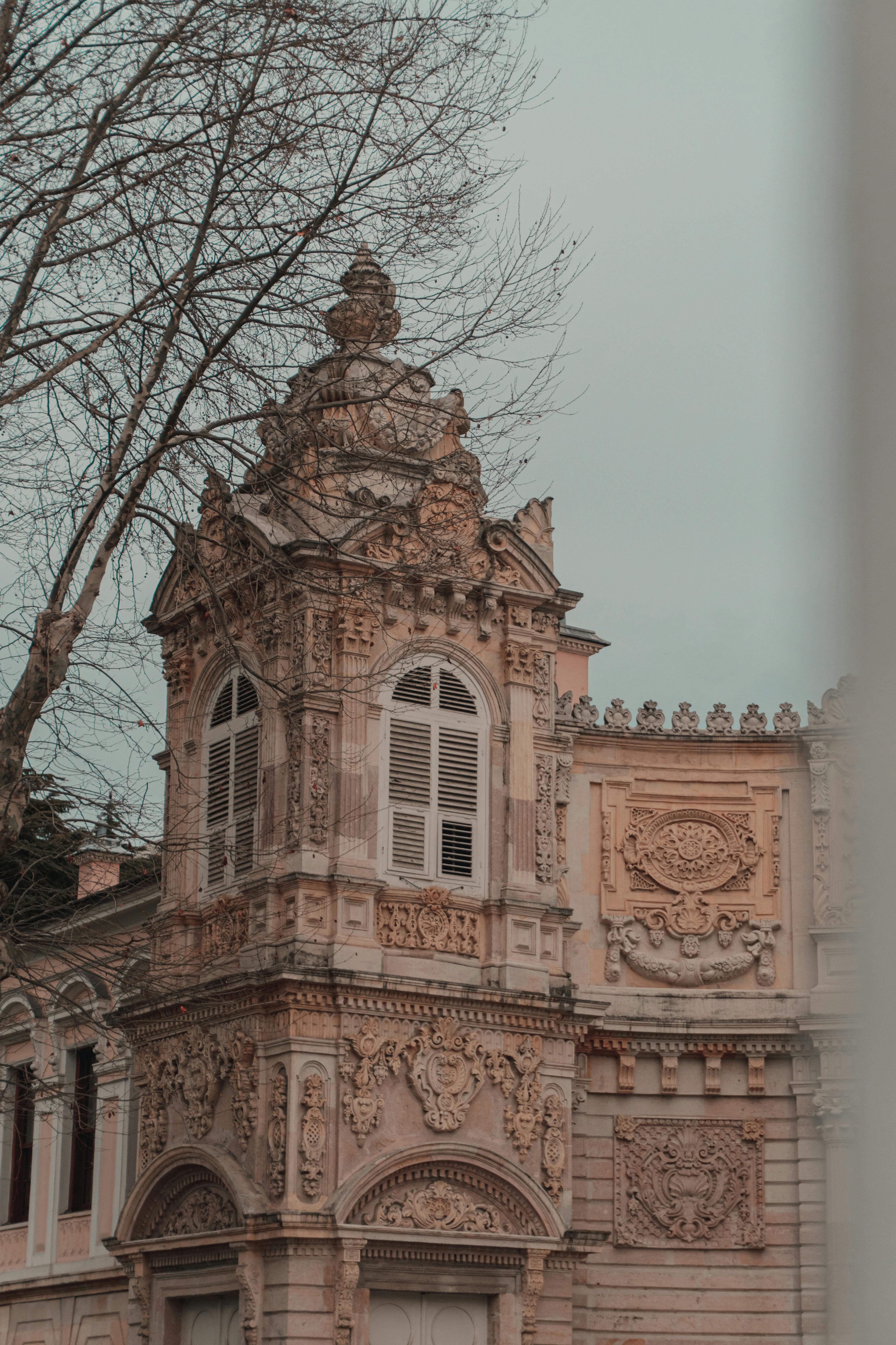 An intricately decorated palace facade showcasing urban architectural beauty.