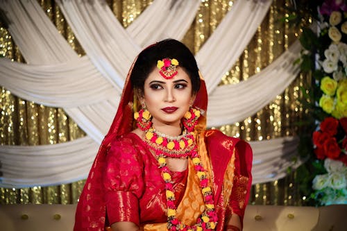 Close-Up Shot of a Beautiful Woman in Traditional Clothing