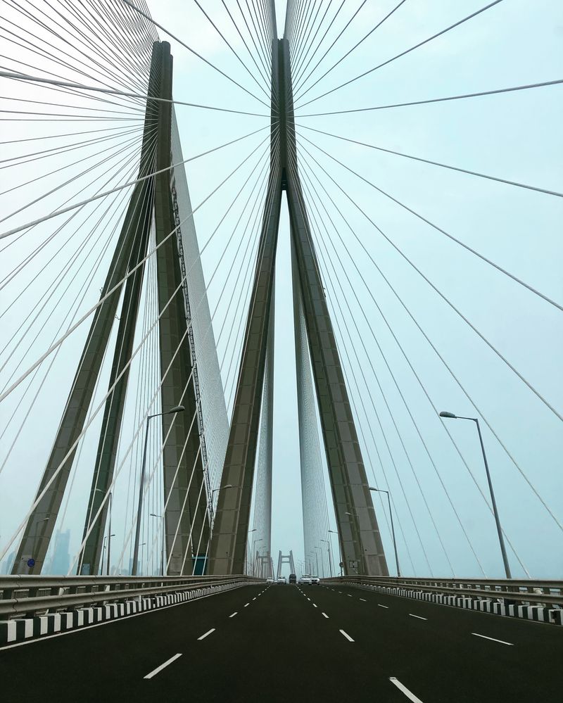 The Bandra-Worli Sea Link cable-stayed bridge in Mumbai, India