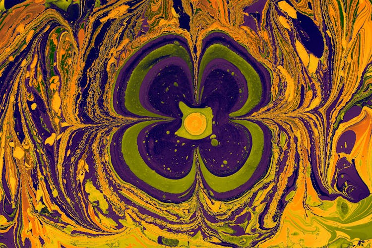 Marbling Paint In Shape Of Flower