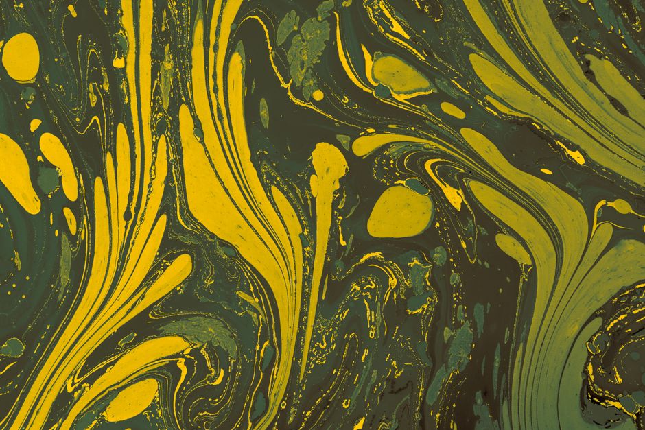 Vibrant abstract art with swirling yellow and green patterns, evoking creativity and modern aesthetics.