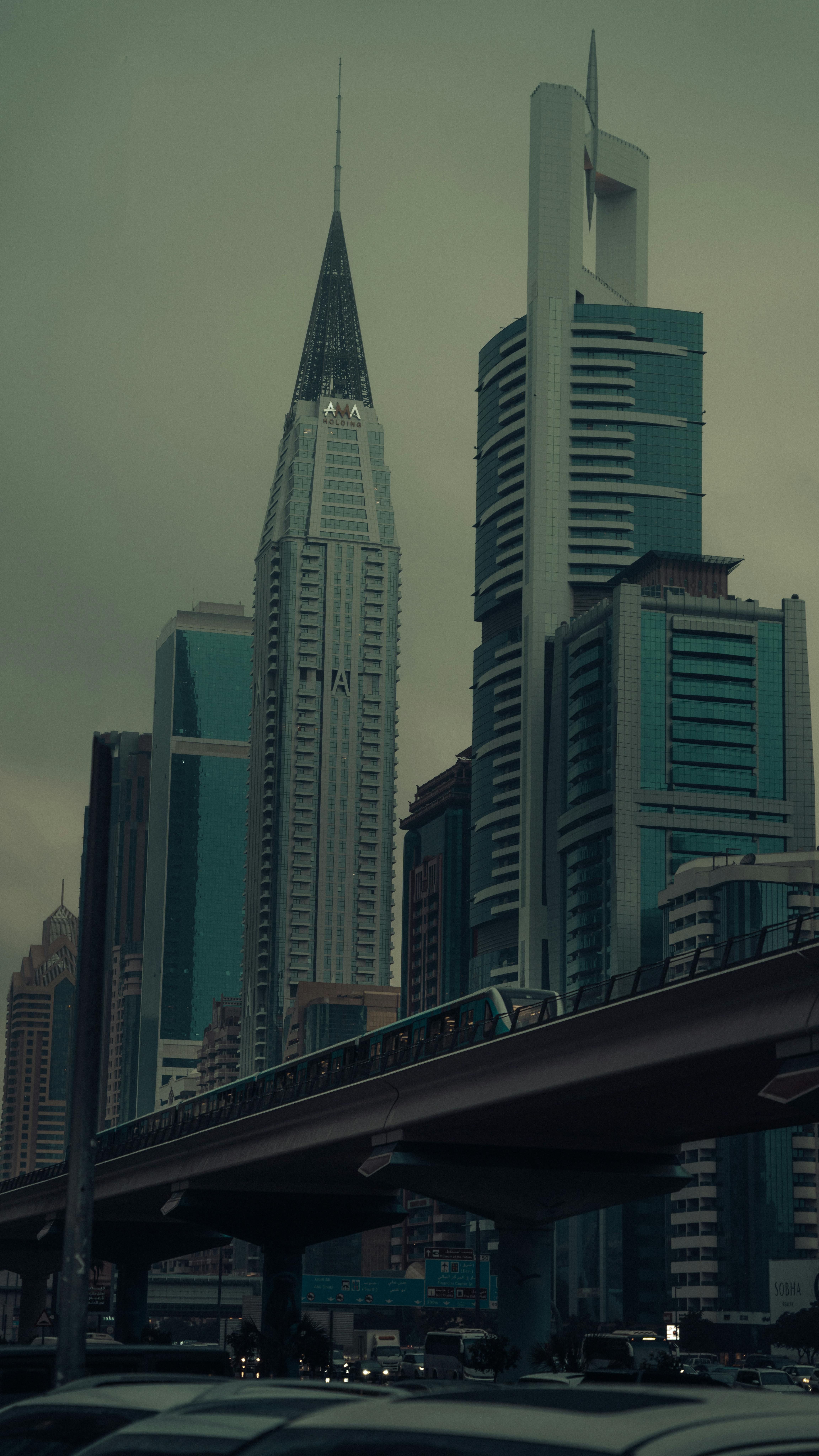 gray sky over skyscrapers