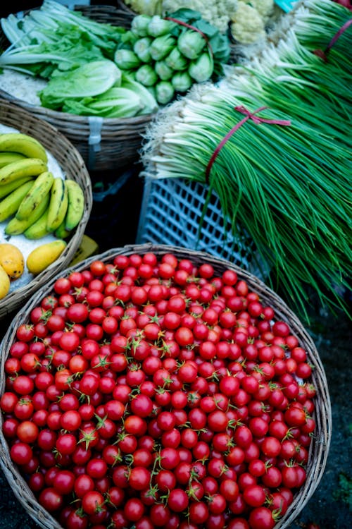 Fresh Fruits and Vegetables in Market