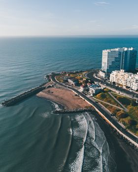 Capture of the scenic coastline and urban landscape of Mar del Plata, Argentina.