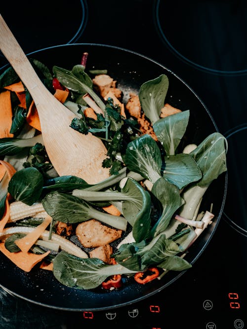 Frying Vegetables on Pan