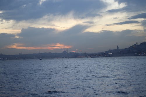 Sea and City Skyline at Dusk 