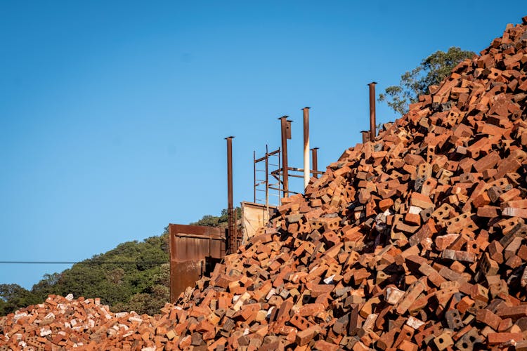 Pile Of Brick On Construction Site