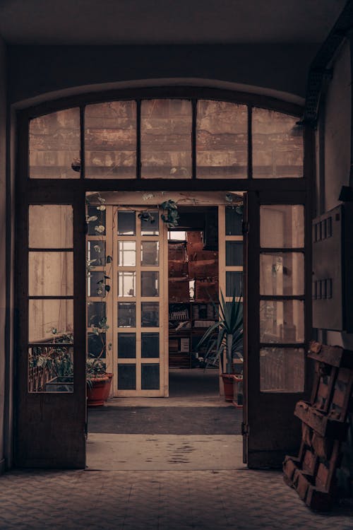 A Vintage Entrance with Glass Door 