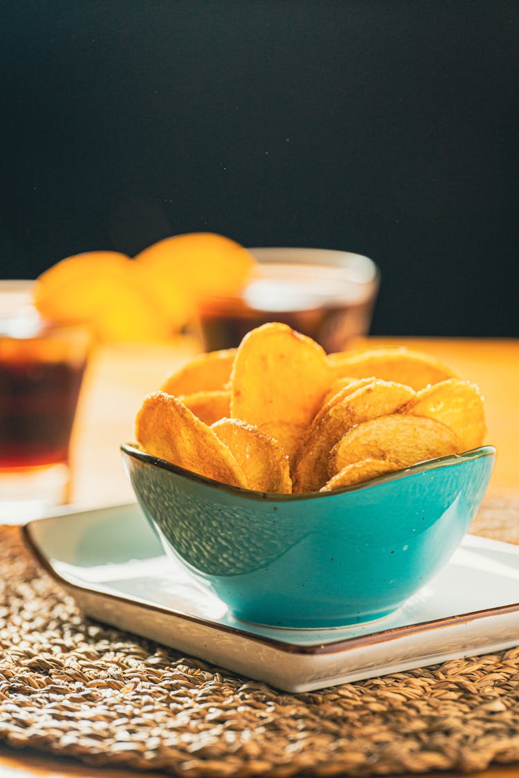 Crisps Snack In Bowl On Table