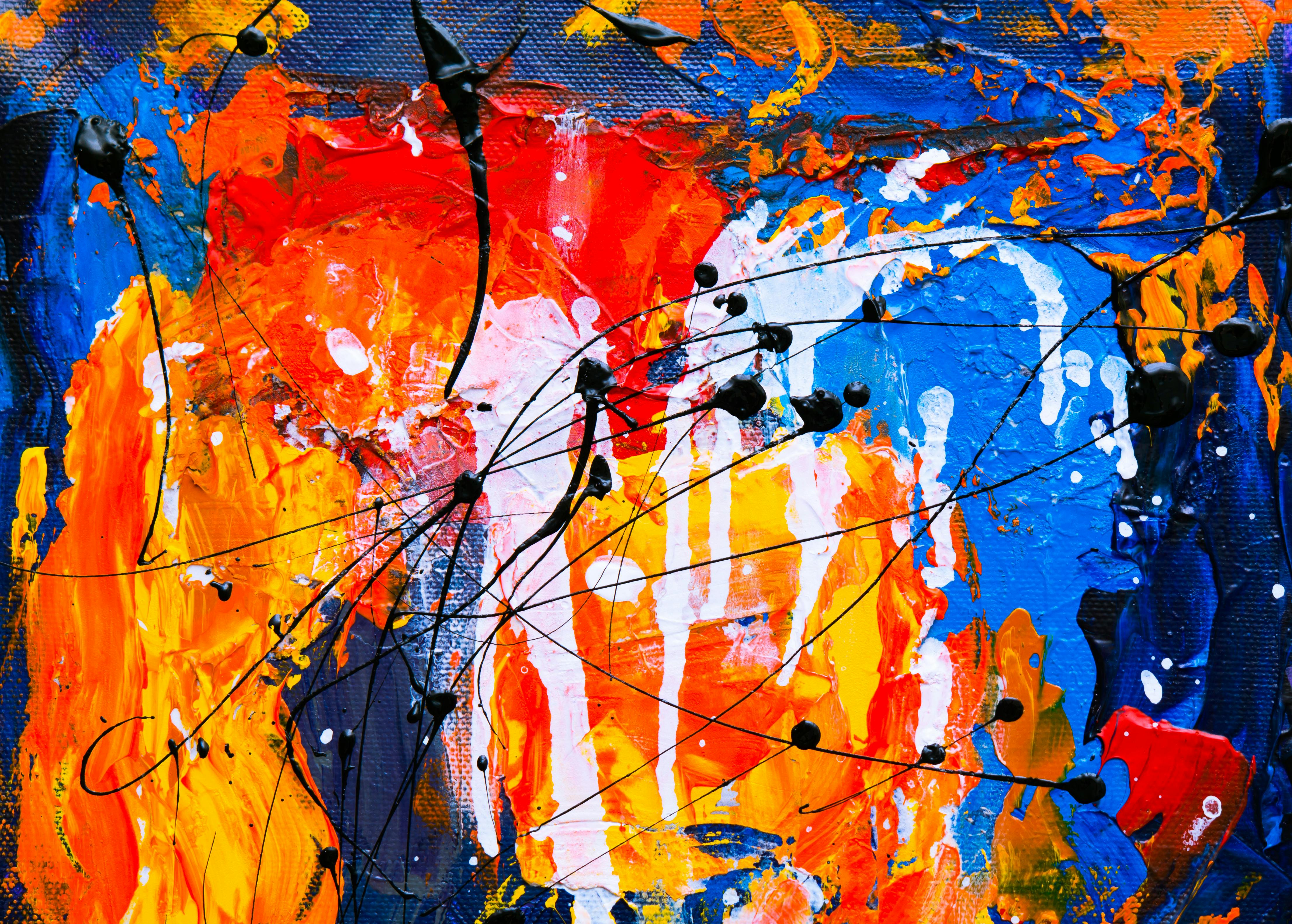 オレンジとブルーの抽象絵画 · 無料の写真素材