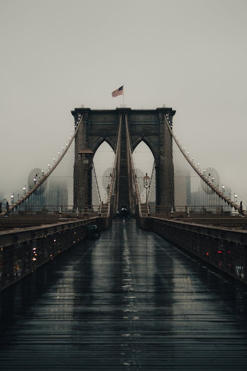 Brooklyn Bridge under Clouds and after Rain