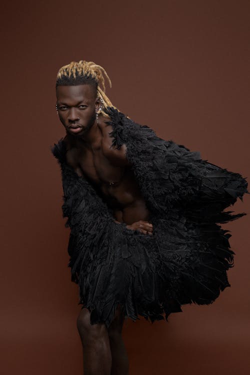Základová fotografie zdarma na téma afroameričan, černé peří, fashion modelka