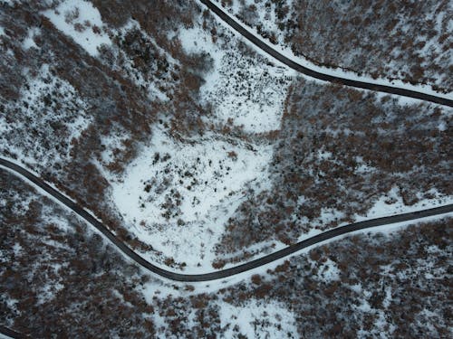 乡村道路, 俯視圖, 冬季 的 免费素材图片