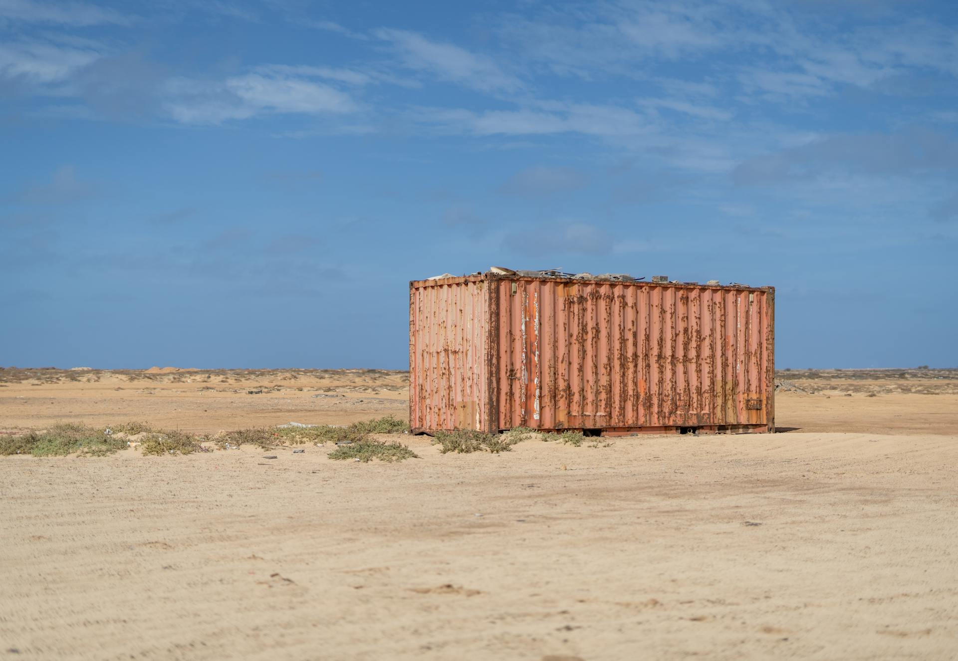 Abandoned Cargo Container on Desert