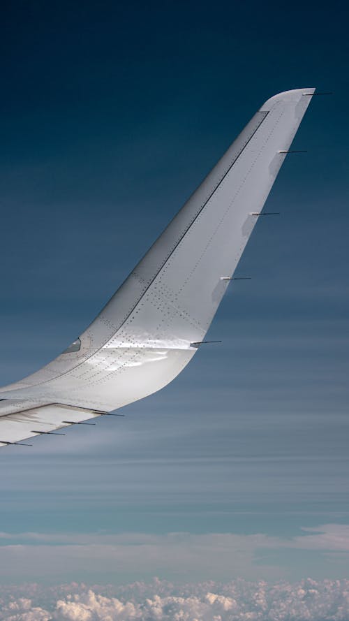 View of an Airplane Wing above Clouds 