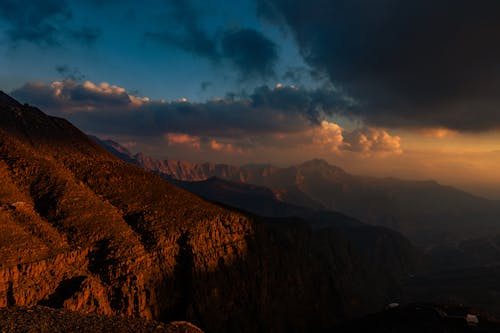 Clouds over Mountains at Sunset 