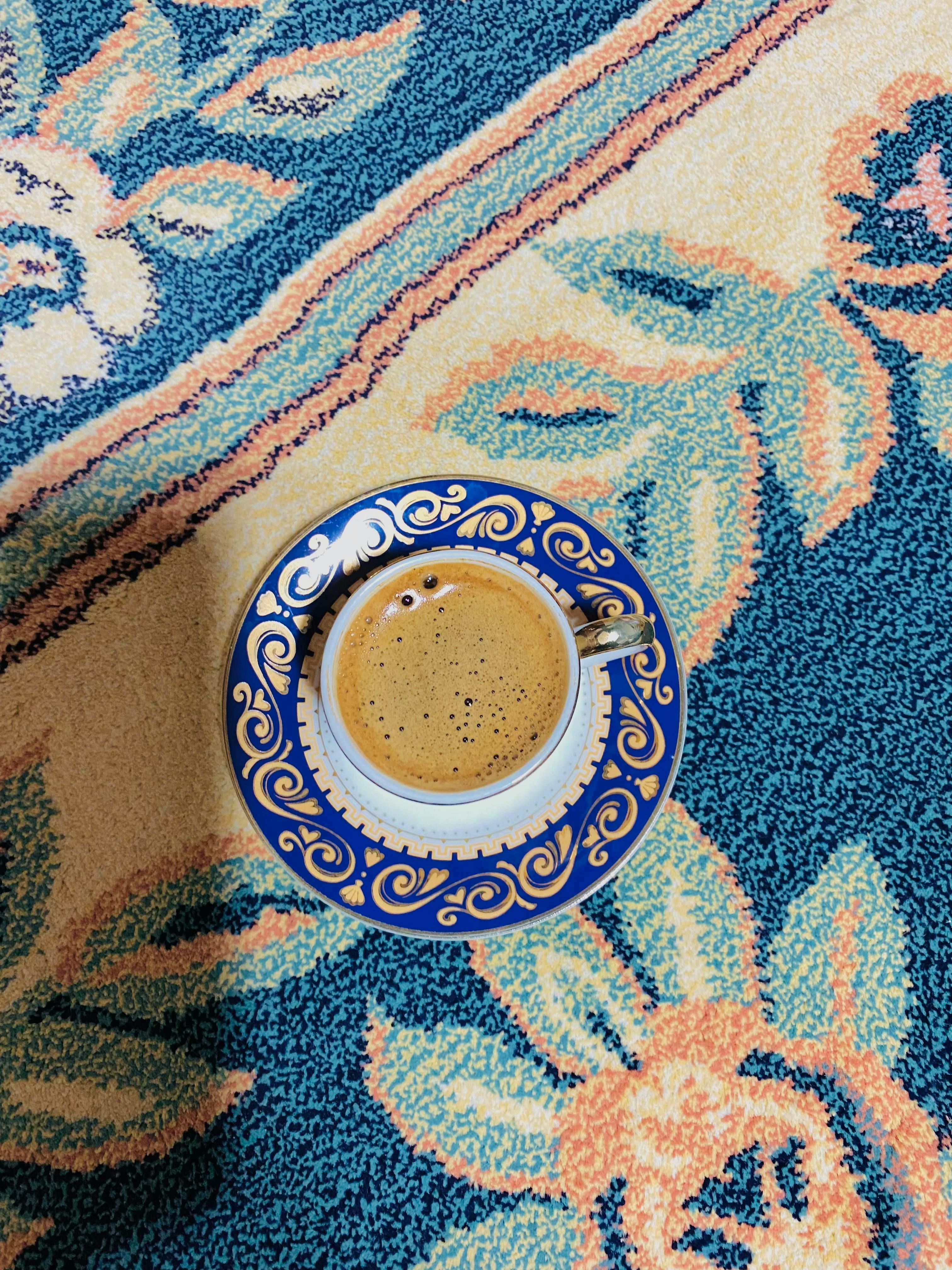 coffee cup on carpet