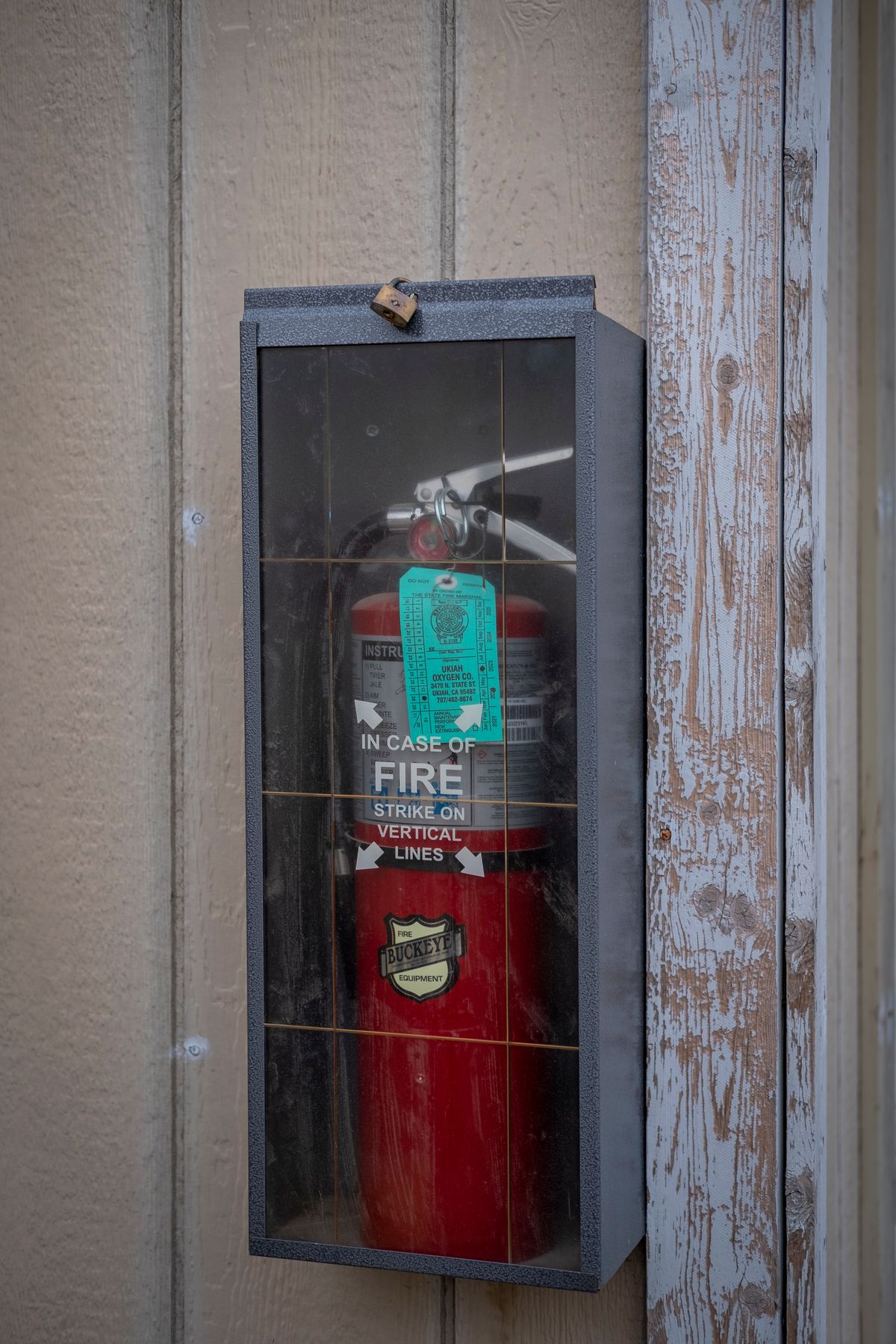 Fire extinguisher in wall case