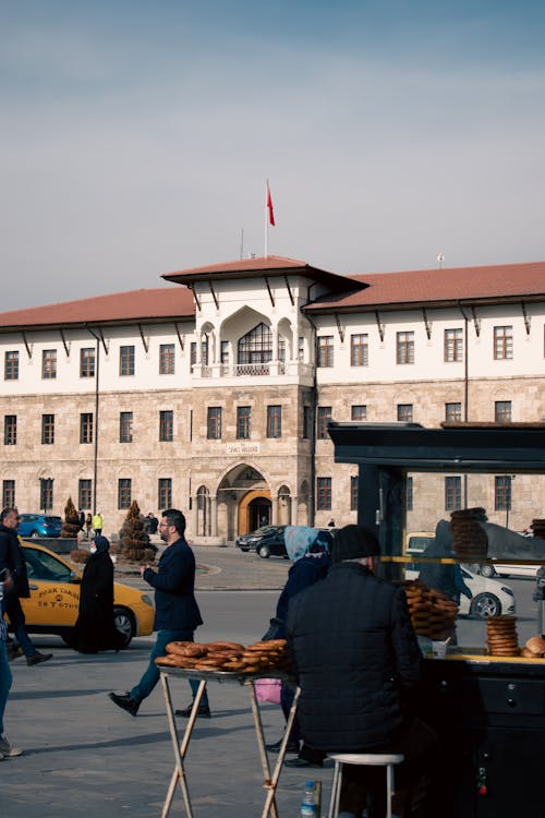 People on Street Against Administration Building