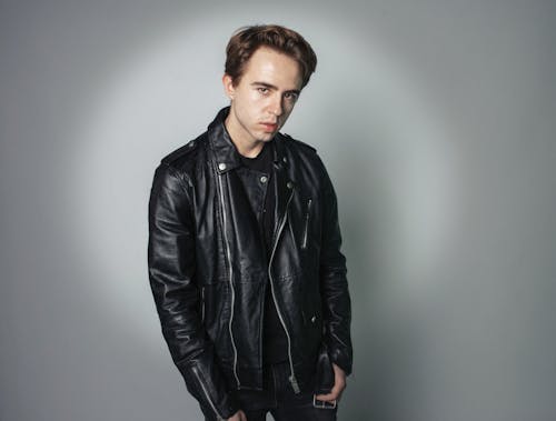 A Man in Black Leather Jacket
