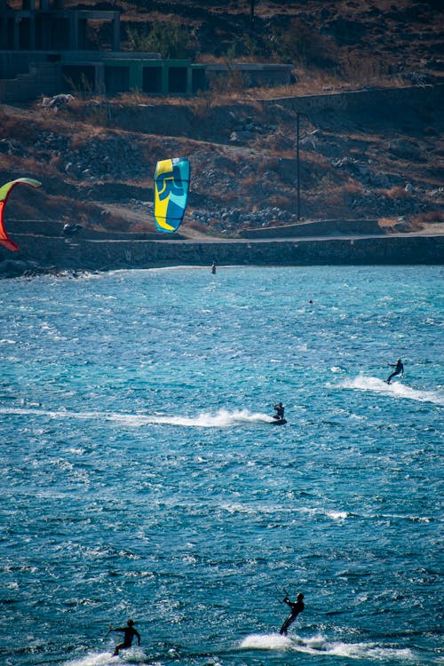 Kitesurfers on Sea Shore
